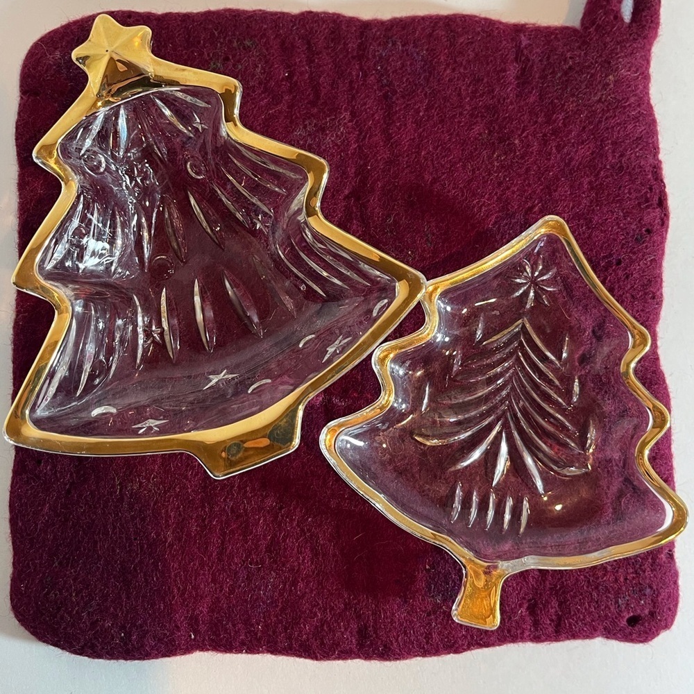 Vintage Mikasa Crystal Christmas Tree Candy Dishes Set of Two - Picture 9 of 9